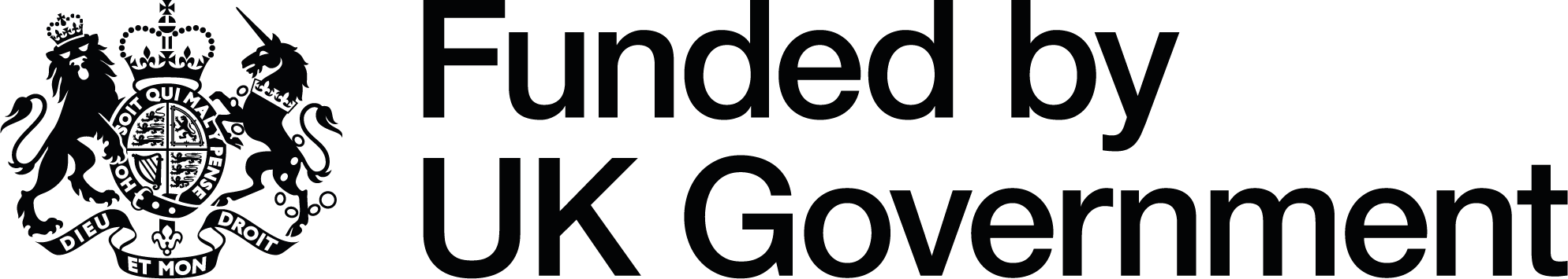 Logo with coat of arms and the words Funded by UK Government